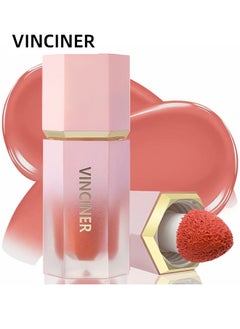 VINCINER Liquid Blush, Soft Cream Blush Makeup with Cushion Applicator for Cheeks, Natural Glossy, Improve Complexion, Long-Wearing, Blush Makeup for Face, Eyes and Lips  - Image 1