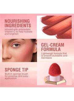 VINCINER Liquid Blush, Soft Cream Blush Makeup with Cushion Applicator for Cheeks, Natural Glossy, Improve Complexion, Long-Wearing, Blush Makeup for Face, Eyes and Lips  - Image 4