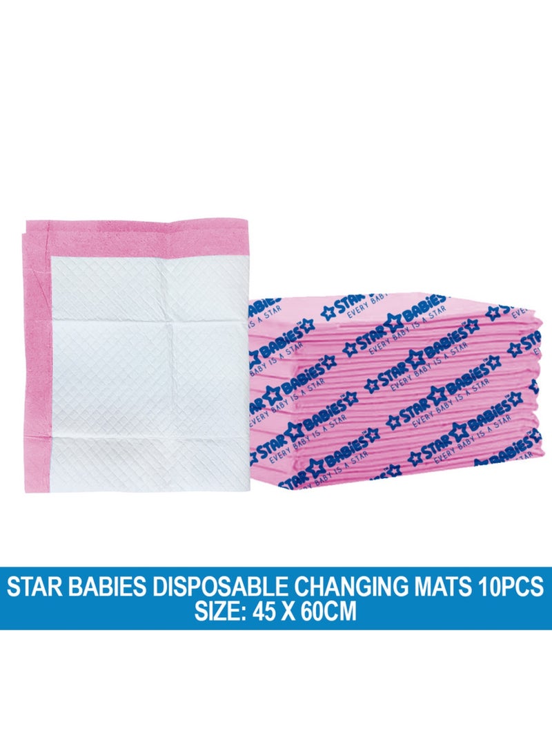 STAR BABiES Disposable Changing Mat Large 45 X 60Cm Pack Of 10 - Pink  - Image 2