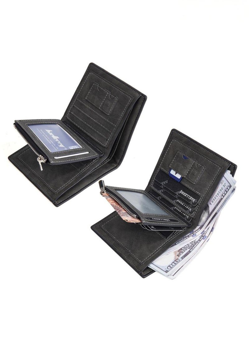 baellerry New fashionable retro simple men's wallet, high-end multi slot zipper pocket coin purse, leather textured multi slot wallet, preferred large capacity wallet for gift giving, waterproof and wear-resistant wallet. - Image 5
