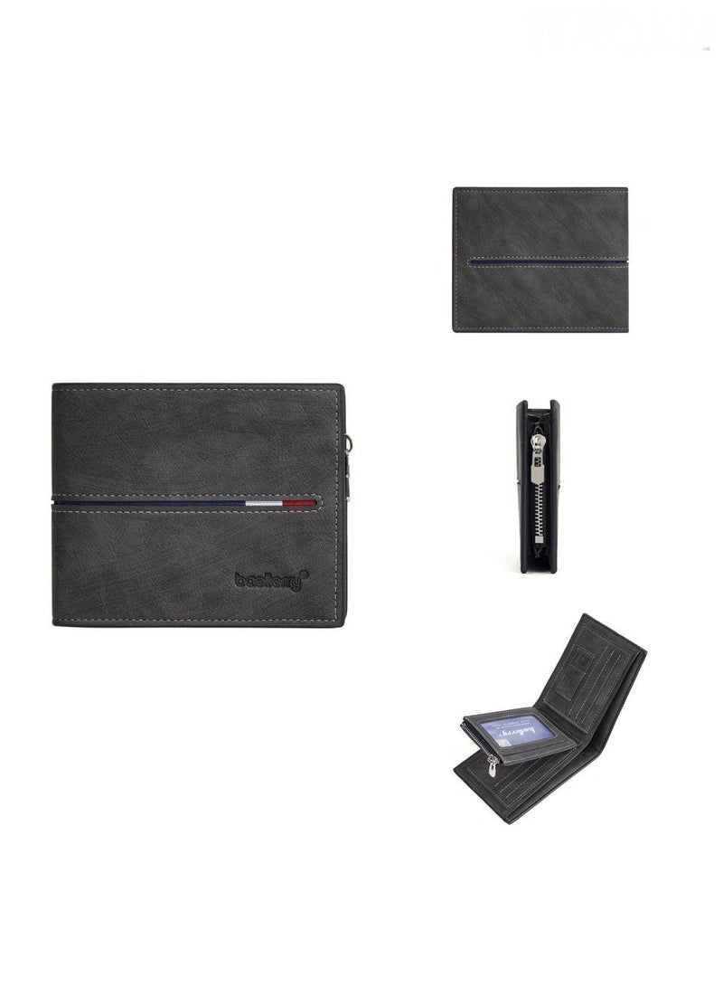 baellerry New fashionable retro simple men's wallet, high-end multi slot zipper pocket coin purse, leather textured multi slot wallet, preferred large capacity wallet for gift giving, waterproof and wear-resistant wallet. - Image 4