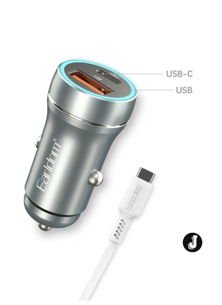 JAJEEK "Car Socket Charger ES-CC29 – 30W USB QC3.0 & PD Car Charger with Lightning PD Cable, Silver" - Image 4