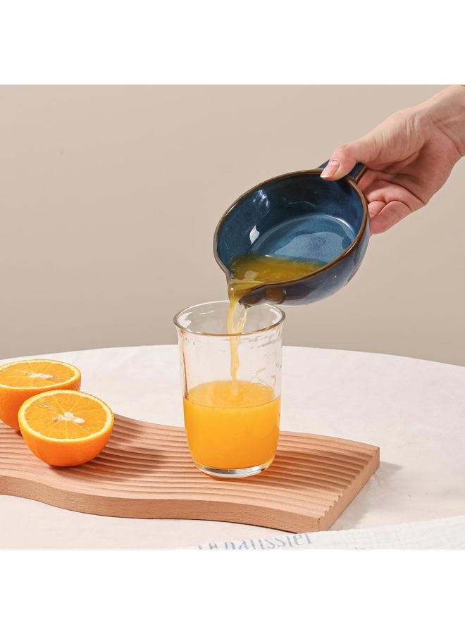 Tuioyoc Ceramic Citrus Lemon Orange Juicer Manual Squeezer, Hand Juicer Reamer Rotation Press with 6.8oz Bowl & Strainer Lid, Spout, Handle, Dishwasher Safe, Easy to Clean (Blue) - Image 4