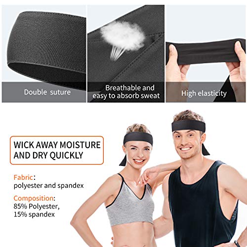 WILLBOND 12 Pieces Tennis Tie Headband Hair Band Unisex Dry Head Tie Sport Band for Basketball, Running, Tennis, Karate, Athletics(Black) - Image 5