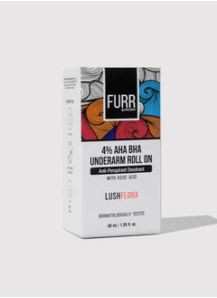 Furr FURR 4% AHA BHA Underarm Roll On with Kojic Acid | Helps Reduce Pigmentation, Prevents Body Odour & Brightens Skin, Dermatologically Tested, Antiperspirant Luch Flora Fragrance - 40ml  - Image 2