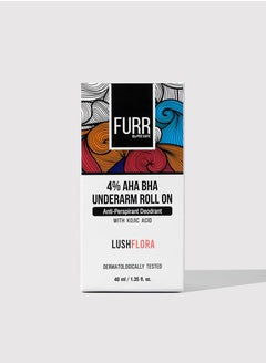 Furr FURR 4% AHA BHA Underarm Roll On with Kojic Acid | Helps Reduce Pigmentation, Prevents Body Odour & Brightens Skin, Dermatologically Tested, Antiperspirant Luch Flora Fragrance - 40ml  - Image 3
