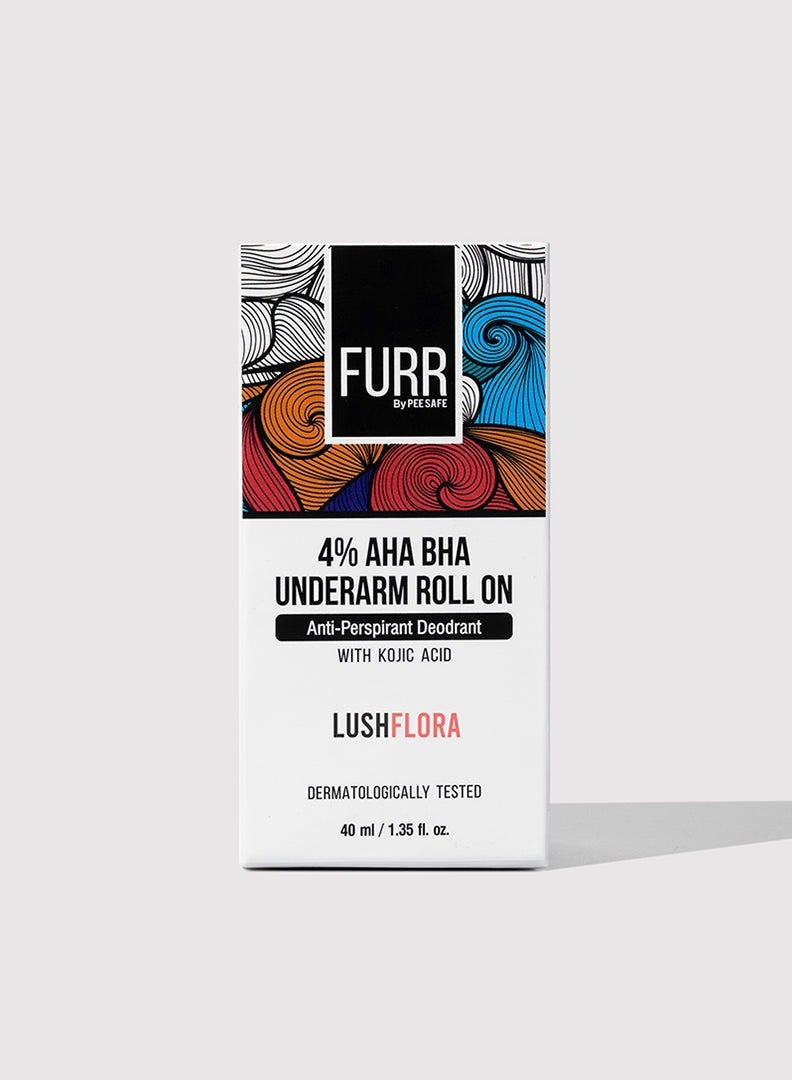 FURR 4% AHA BHA Underarm Roll On with Kojic Acid | Helps Reduce Pigmentation, Prevents Body Odour & Brightens Skin, Dermatologically Tested, Antiperspirant Luch Flora Fragrance - 40ml - Image 3