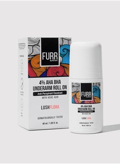 Furr FURR 4% AHA BHA Underarm Roll On with Kojic Acid | Helps Reduce Pigmentation, Prevents Body Odour & Brightens Skin, Dermatologically Tested, Antiperspirant Luch Flora Fragrance - 40ml  - Image 1