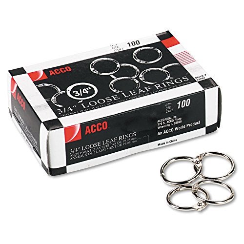 ACCO Brands خواتم مجلدات ورق مفكوك، 3/4"، فضي، 100 حلقة/علبة (72201) - Image 1