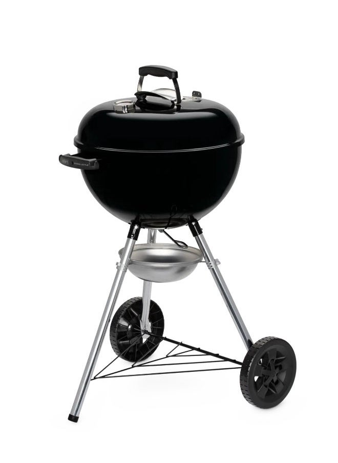 Weber Weber Original Kettle Charcoal Grill Barbecue, 47cm | E-4710 BBQ Grill with Lid Cover, Thermometer, Stand & Wheels | Freestanding Outdoor Oven & Cooker with Porcelain-Enamelled Bowl - Black  - Image 1