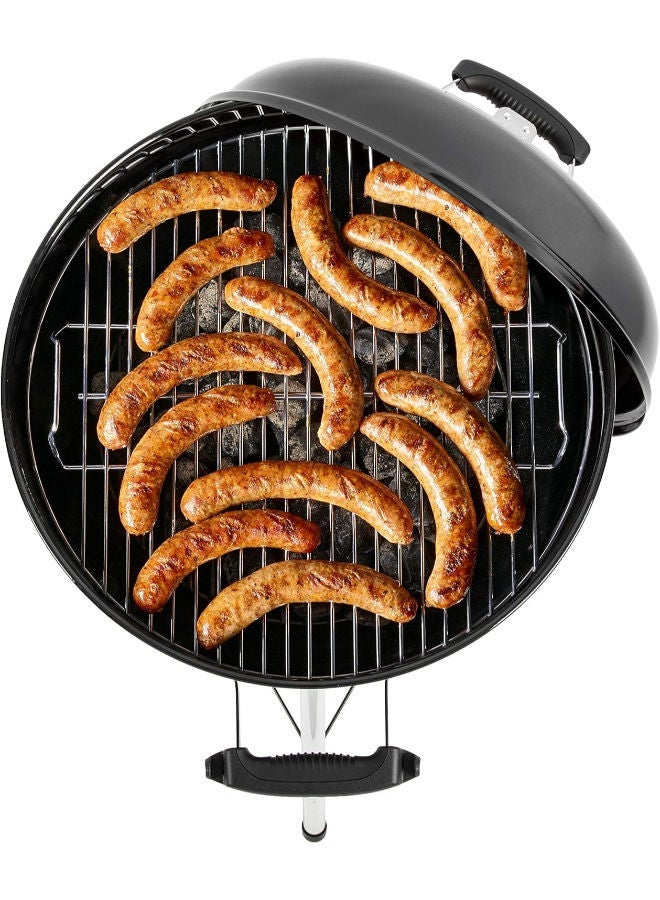 Weber Original Kettle Charcoal Grill Barbecue, 47cm | E-4710 BBQ Grill with Lid Cover, Thermometer, Stand & Wheels | Freestanding Outdoor Oven & Cooker with Porcelain-Enamelled Bowl - Black - Image 4