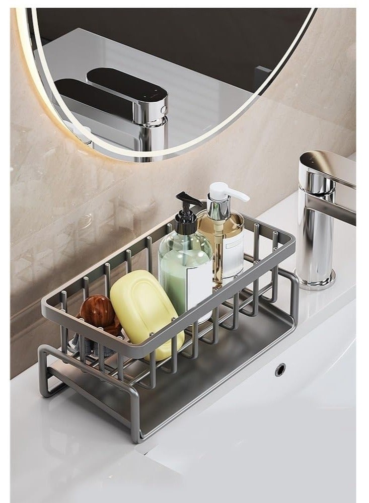 SOLARAE Sink Sponge Holder, Sink Caddy Organizer with Quick Draining Tray, Kitchen Sponge Holder, Quick Draining, Gray - Image 5
