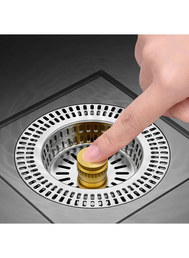 Stainless Steel Kitchen Sink Strainer Drain Stopper Rust Resistant Easy Press Lever Debris Catcher - Image 1
