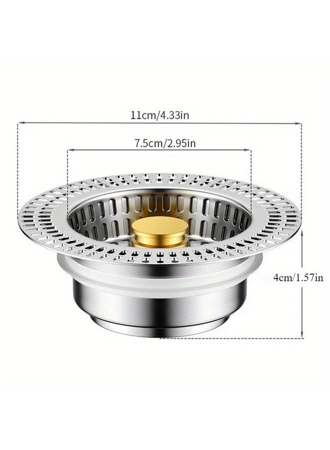 Stainless Steel Kitchen Sink Strainer Drain Stopper Rust Resistant Easy Press Lever Debris Catcher - Image 3