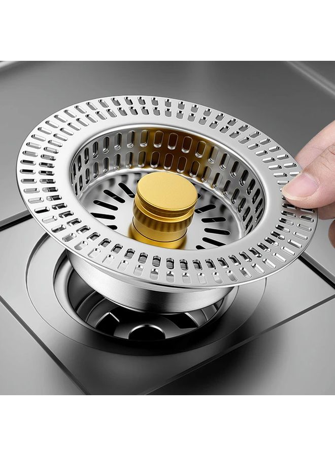 Stainless Steel Kitchen Sink Strainer Drain Stopper Rust Resistant Easy Press Lever Debris Catcher - Image 4
