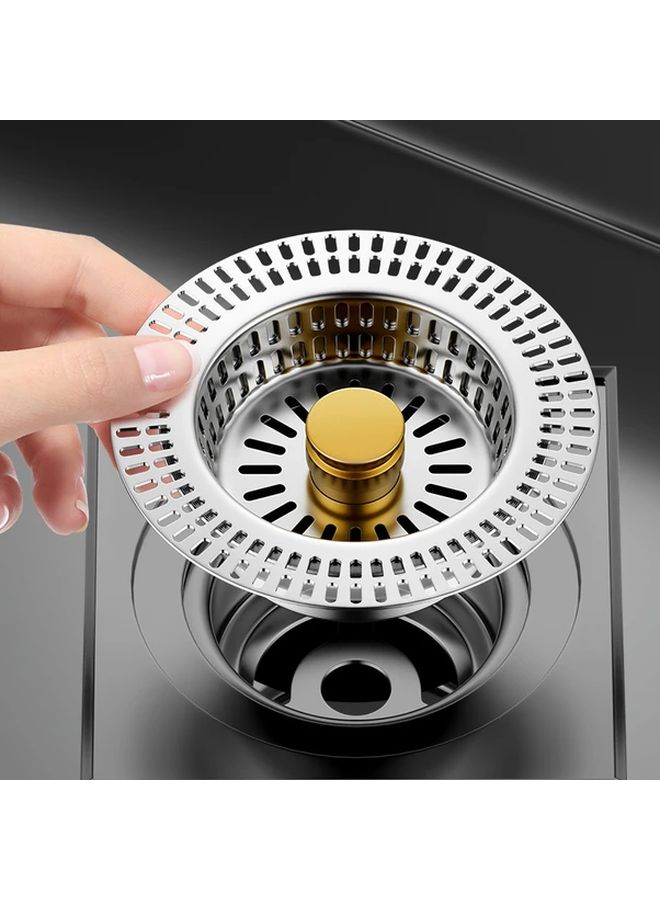 Stainless Steel Kitchen Sink Strainer Drain Stopper Rust Resistant Easy Press Lever Debris Catcher - Image 5