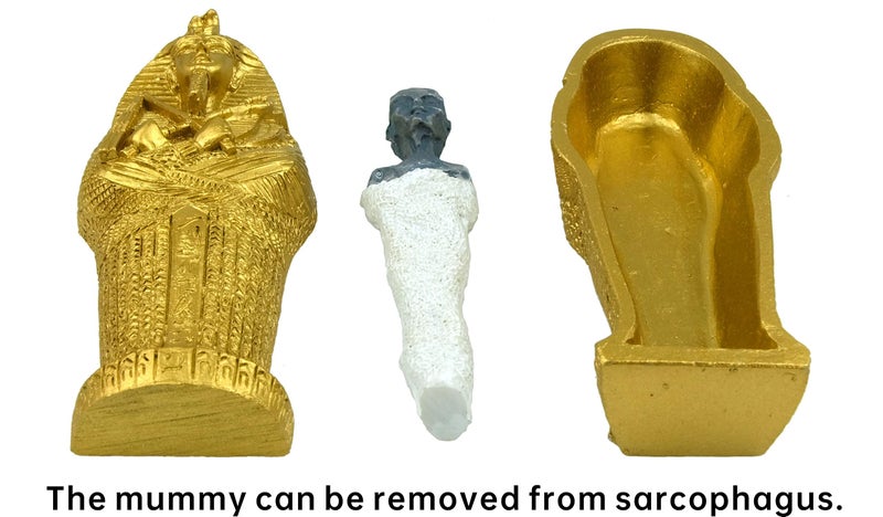 TRANSGOOD 3.5" Egyptian Mummy Pharaoh Sarcophagus w/Mummy Figurine Home Decor Collectible Egypt Souvenirs(Gold) - Image 5