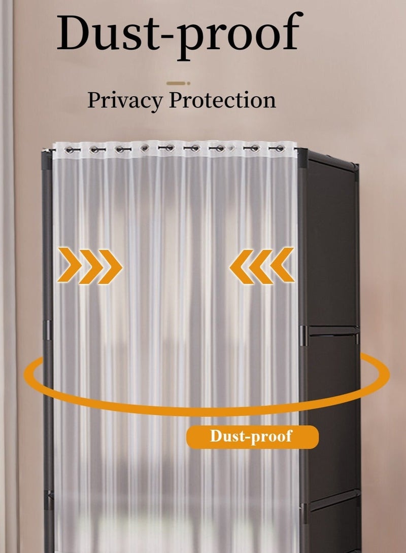 WALALLA Simple Style Portable Wardrobe Closet Clothes Storage Organizer Rack with Non-Woven Fabric Drawer And Dustproof Cloth for Home Bedroom - Image 4