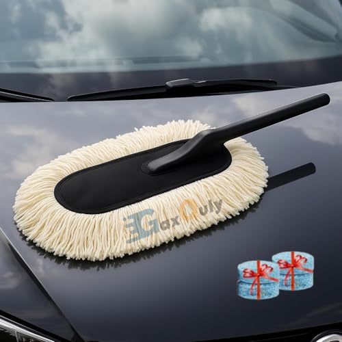 GaxQuly Car Duster with Premium Wax-Coated Car Duster Brush || Effortless Shine & Dust Removal || Scratch-Free Cleaning Tool for Bike, Car, Truck, SUV fir for All Type of Vehicals - 1Pcs (White) - Image 1