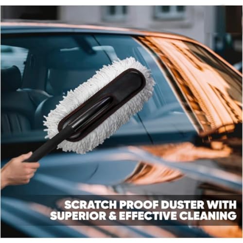 GaxQuly Car Duster with Premium Wax-Coated Car Duster Brush || Effortless Shine & Dust Removal || Scratch-Free Cleaning Tool for Bike, Car, Truck, SUV fir for All Type of Vehicals - 1Pcs (White) - Image 2