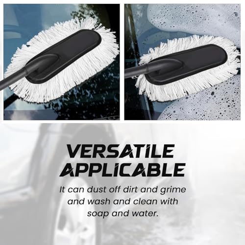 GaxQuly Car Duster with Premium Wax-Coated Car Duster Brush || Effortless Shine & Dust Removal || Scratch-Free Cleaning Tool for Bike, Car, Truck, SUV fir for All Type of Vehicals - 1Pcs (White) - Image 3