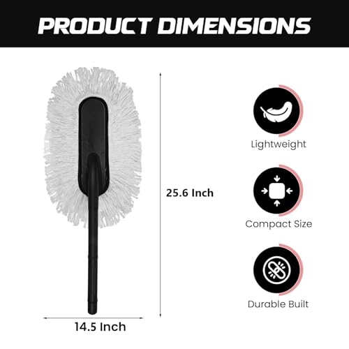GaxQuly Car Duster with Premium Wax-Coated Car Duster Brush || Effortless Shine & Dust Removal || Scratch-Free Cleaning Tool for Bike, Car, Truck, SUV fir for All Type of Vehicals - 1Pcs (White) - Image 4