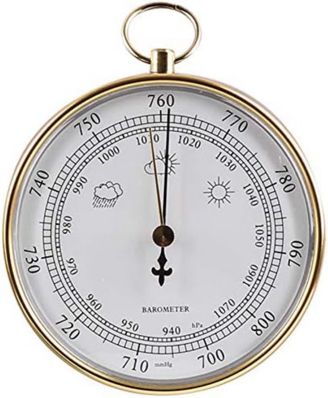 10cm Wall Hanging Barometer, Home Air Pressure Tools with Hanging Loop, Round 1070hPa Air Weather Station, for Hotels, Warehouses, Laboratories, Factories, Museums, Offices - Image 1