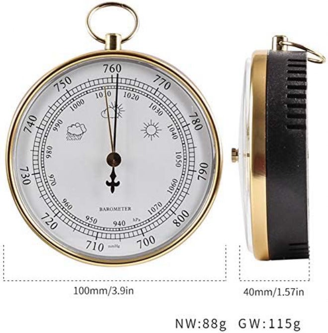 10cm Wall Hanging Barometer, Home Air Pressure Tools with Hanging Loop, Round 1070hPa Air Weather Station, for Hotels, Warehouses, Laboratories, Factories, Museums, Offices - Image 3