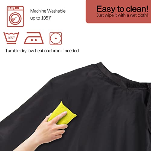 YELEGAI Short Barber Cape, Waterproof Nylon Salon Hair Cutting Cape, Makeup Artist Cape for Hair Dye, Comb-out, Styling, Shampoo (1, Black) - Image 4