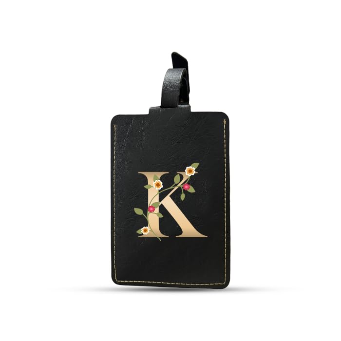 The Messy Corner Blossom |Personalized Luggage Tag| – Travel ID Tag with |Alphabet Initial| | Bag & Backpack Identifier for Men & Women | Unisex Travel Gift | K - Image 1