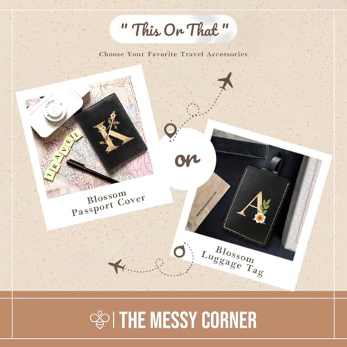 The Messy Corner Blossom |Personalized Luggage Tag| – Travel ID Tag with |Alphabet Initial| | Bag & Backpack Identifier for Men & Women | Unisex Travel Gift | K - Image 3