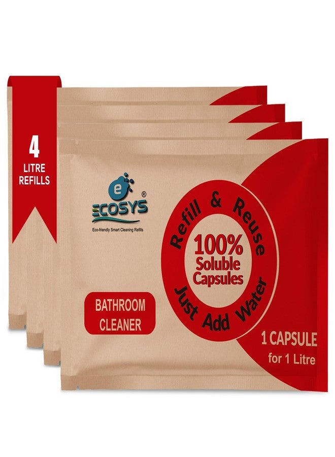 Ecosys 4L Bathroom Cleaner Capsules |Eco-Friendly for Washroom Taps, Showers & Floors |Non-Toxic Refill Packs| Pet and Baby Safe| Effective Washroom Cleaner-Pack of 4 |1 Soluble Capsule for 1L - Image 1