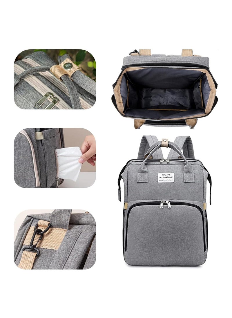 NIBEMINENT - Diaper Bag Backpack, Multifunction Travel Baby Changing Bag, Waterproof Back Pack for Moms Dads, Newborn Essential Gifts, Versatile Station(Grey)(1 Pack) - Image 1