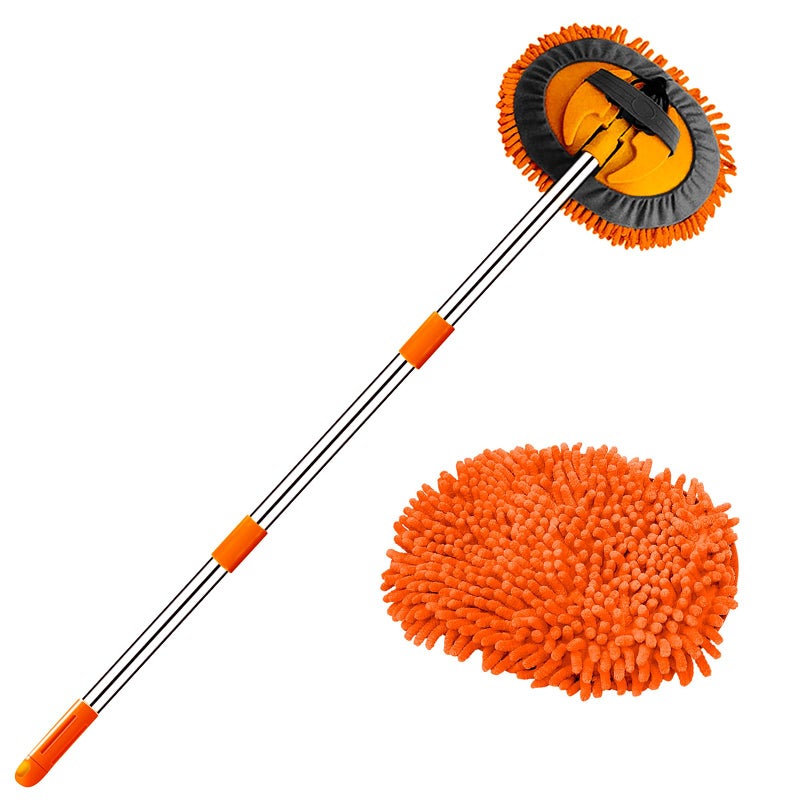 WillingHeart 475 Car Wash Brush Mop Cleaning Tool with Long Handle Kit for Washing Detailing Cars Truck SUV RV Trailer Boat 2 in 1 Chenille Microfiber Sponge Duster Not Hurt Paint Scratch Free - Image 3