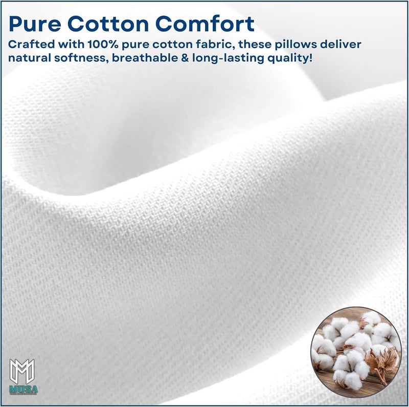MUSA MUSA® Striped Cotton Pillow Covers – Soft, Breathable & Hotel-Inspired Pillow Covers with Envelope Closure | Elegant 5cm Oxford Frame Design for Bedroom & Home Décor (2, White, 50 x 65cm) - Image 5
