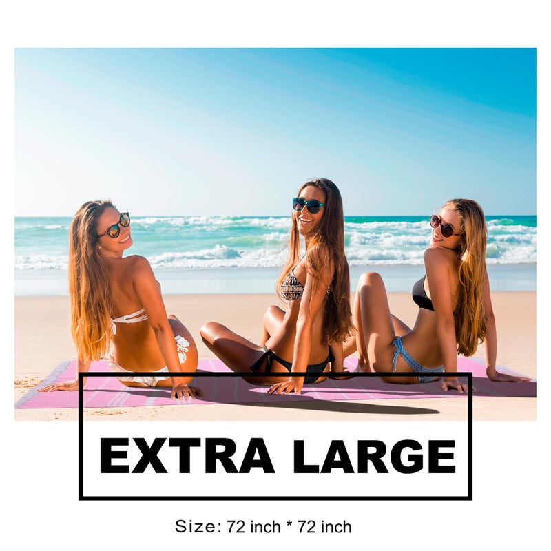 Antfuny Giant Huge Thin Boho Throw Blanket Turkish Beach Blanket Towel Jumbo Extra Large XL XXL Big Oversized Outdoor Picnic Accessories Airplane Travel Essentials Camping Gears Must Haves Yard Yoga Mat Aqua - Image 5