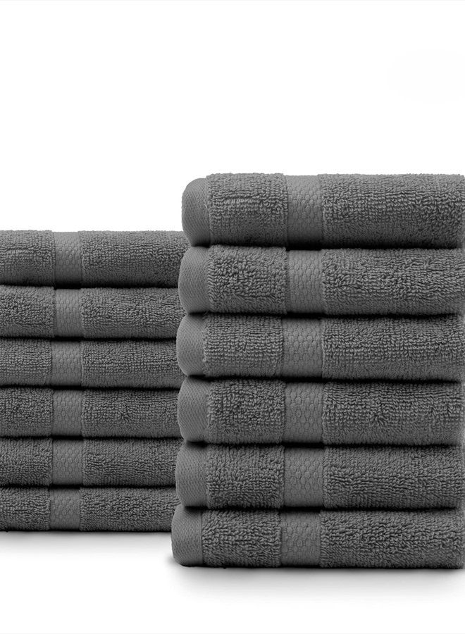 Villa Celestia Premium Wash Cloth 100% Cotton Grey Wash Clothes for Body and Face- Soft & Luxury Cloths for Washing Face, Face Towels for Bathroom 650 GSM, Wash Cloths Pack of 12 (12"X12") - Image 1