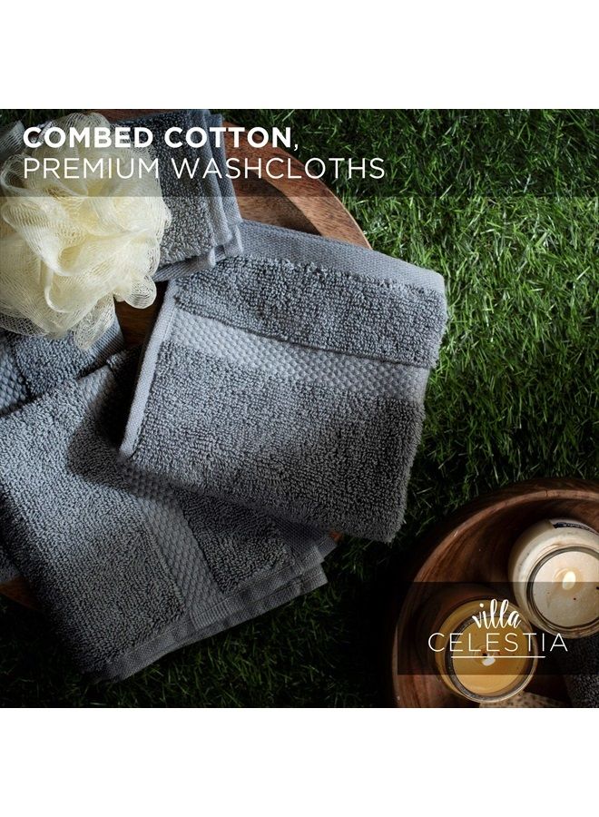 Villa Celestia Premium Wash Cloth 100% Cotton Grey Wash Clothes for Body and Face- Soft & Luxury Cloths for Washing Face, Face Towels for Bathroom 650 GSM, Wash Cloths Pack of 12 (12"X12") - Image 3