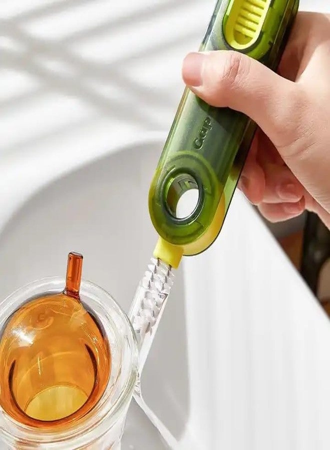 Frankz 3 in 1 Multipurpose Bottle Gap Cleaner Brush Cup Cleaning Tools Water Bottle Cleaner Brush Home Kitchen Cleaning Tools - Multi Color - Image 3