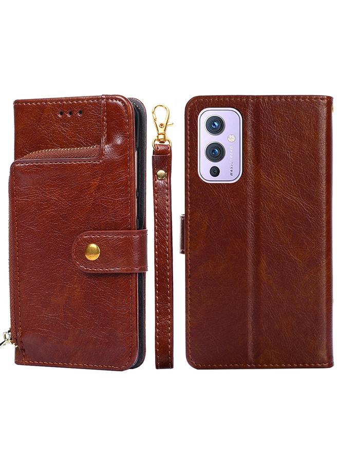 The Bros Zipper Bag PU + TPU Horizontal Flip Leather Case with Holder & Card Slot & Wallet & Lanyard For OnePlus 9