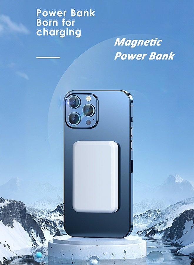 Magnetic Wireless Power Bank, 10,000 Mah – 20 W Fast Charge, Usb‑C In/Out, Compact Pocket Design, Strong Magnetic Grip & Fireproof Build, For iPhone 17/16/15/14 Series Only, White - view 2