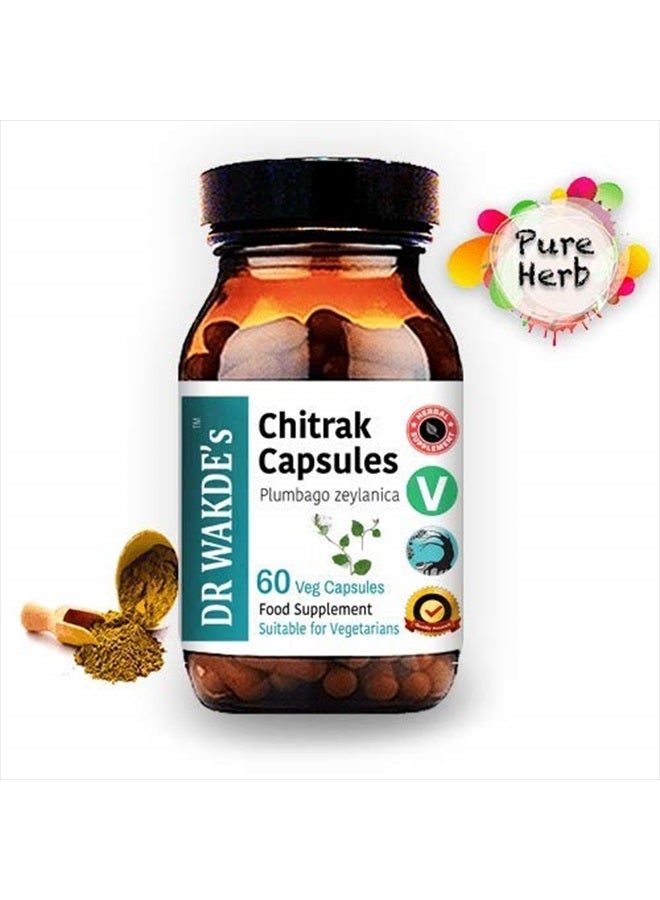 London DR WAKDE'S Chitrak Capsules (Plumbago zeylanica, 60 Veg Caps, Plant-Based Supplement, Ayurvedic Herb, All Natural, Vegan) - Image 2