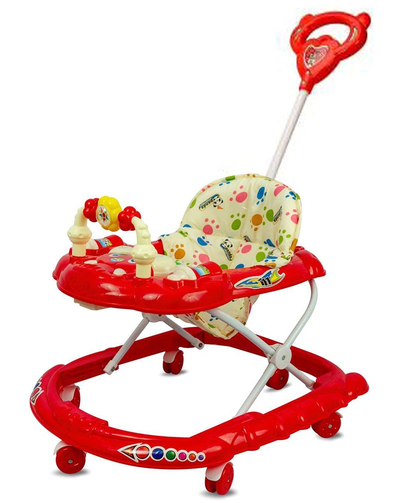 DELEE ODELEE Musical Activity Baby Walker 111 with Music & Parent Handel Rod & Adjustable Height for Kids (Red) - Image 1