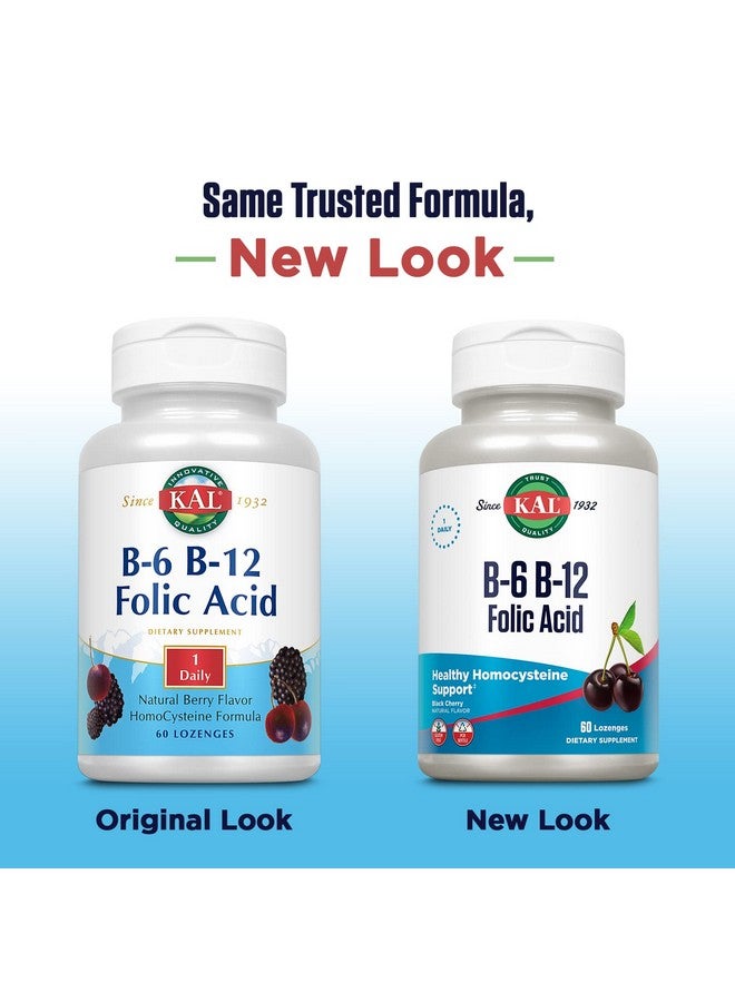 KAL Vitamin B 6 B 12 Folic Acid Supplement B Vitamins For Healthy Energy Heart & Red Blood Cell Support W/Vitamin B12 Methylcobalamin And Folate Natural Cherry Gluten Free 60 Serv 60 Lozenges - Image 3