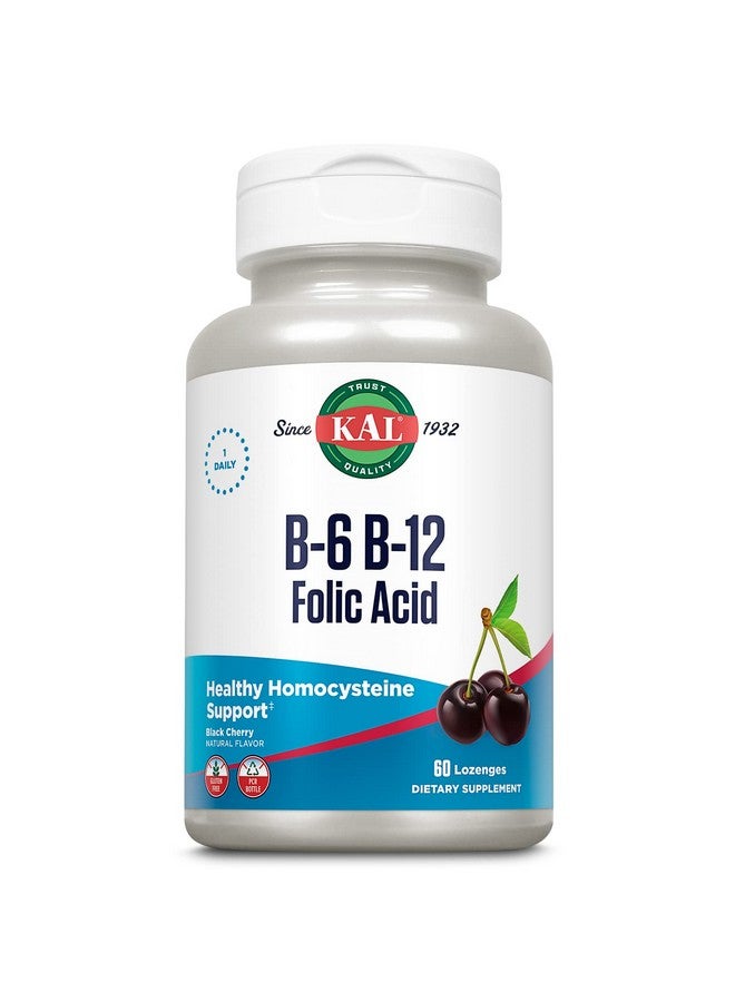KAL Vitamin B 6 B 12 Folic Acid Supplement B Vitamins For Healthy Energy Heart & Red Blood Cell Support W/Vitamin B12 Methylcobalamin And Folate Natural Cherry Gluten Free 60 Serv 60 Lozenges - Image 2