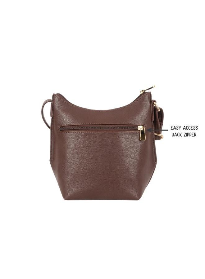 Baggit Women Brown Sling Bag Small Size | Ladies Stylish Casual Cross Body Purse Handbag - Image 4