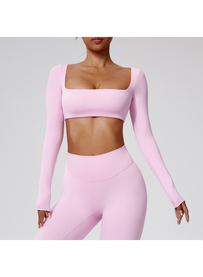 Autumn And Winter Naked Tight Yoga Clothes Women's Top With Chest Pad High Waist Quick-drying Running Sports Fitness Clothes Long Sleeve