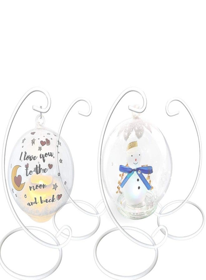 BANBERRY DESIGNS Ornament Display Stands - White Metal - 11" High - Christmas Ornament - Terrarium Holder - Glass Globe - Set of 4 - Image 1