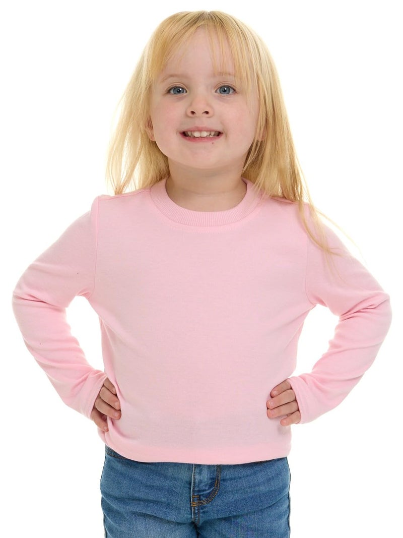 Cudlie 5-Pack Infant/Toddler Girl Long Sleeve Shirt - Basic Baby Tees, Blouses, Tops - Solid Print & Ruffled Tshirts - Image 2