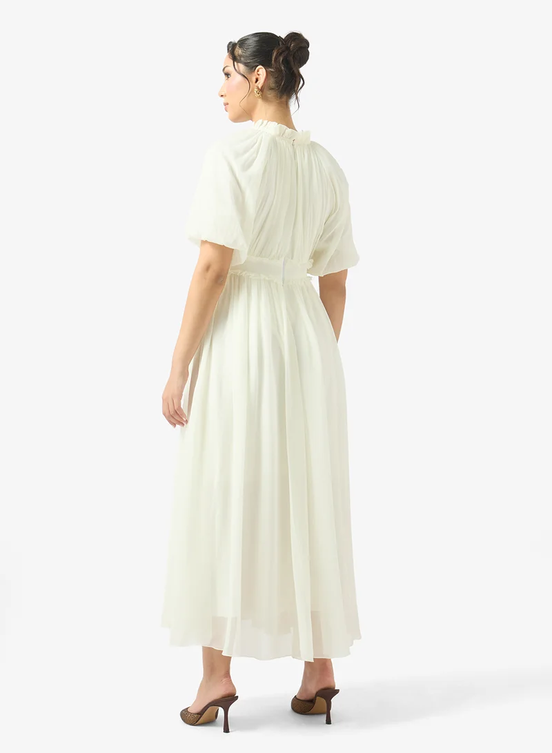 Golden Apple Half Sleeve Round Neck Maxi Dress